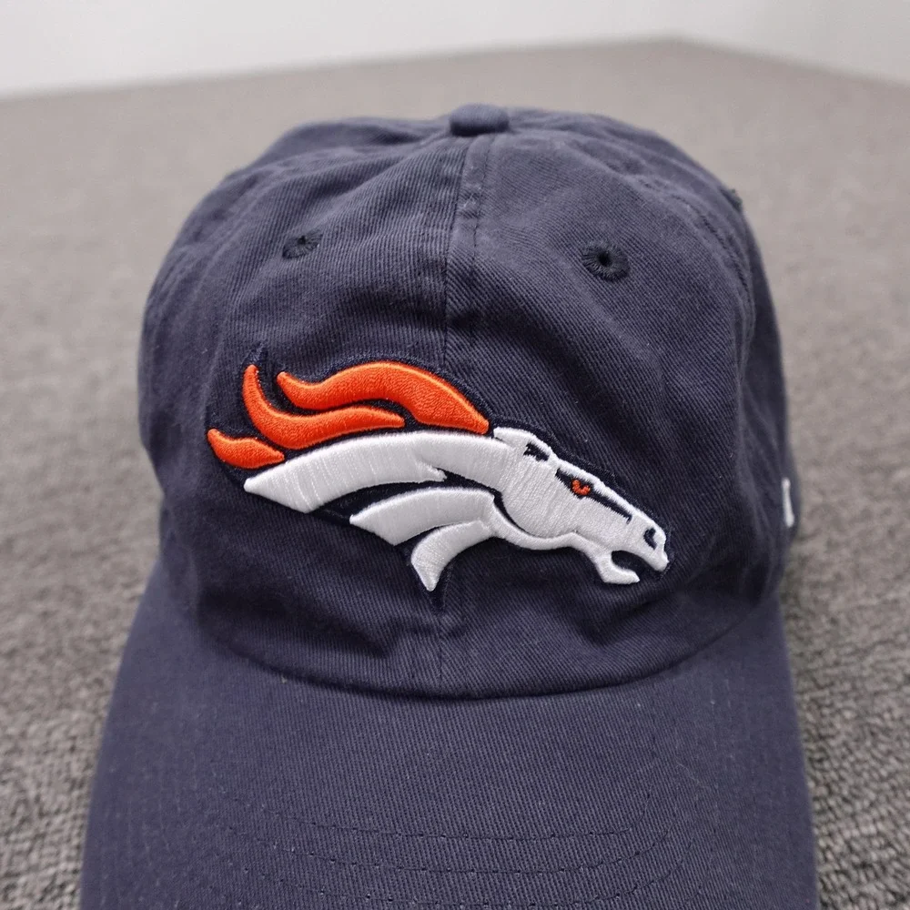 Denver Broncos Hat Cap Strap Back Mens One Size Navy Blue NFL Football '47